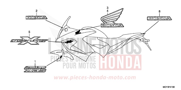 MARQUE (1) von VFR800X „Crossrunner“ CANDY BLAZING RED (R195) von 2011